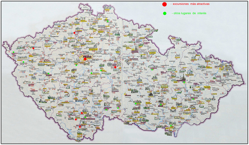 mapa de chequia con excursiones