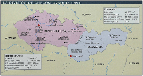 mapa de chequia, checoslovaquia