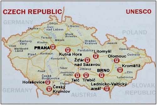 mapa de chequia, unesco